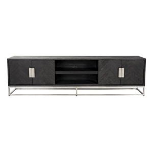 COMODA TV BLACKBONE, 200 CM, NEGRU/CROM, DIN FURNIR DE STEJAR SI METAL, RICHMOND INTERIORS - Img 3
