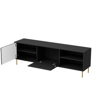 COMODA TV BULLET RTV-1, 180X58 CM, NEGRU/AURIU, MDF LAMINAT, PAL SI METAL, STIL MODERN - Img 4