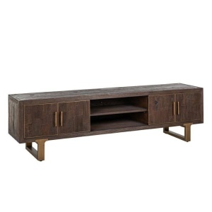 COMODA TV CROMFORD MILL, 200 CM, MARO/AURIU ANTICHIZAT, DIN LEMN RECICLAT SI METAL, STIL INDUSTIAL, B2