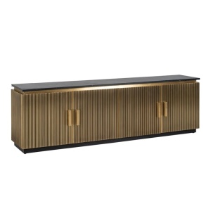 COMODA TV IRONVILLE, 200 CM, NEGRU/AURIU, DIN MDF, MARMURA SI METAL, RICHMOND INTERIORS
