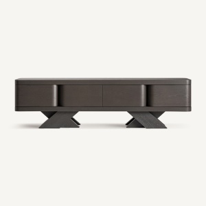 COMODA TV RIZE 200CM, LEMN DE STEJAR DE CULOARE NEAGRA, STIL ART DECO, VICAL HOME