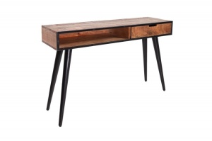 CONSOLA/BIROU, INDUSTRIAL 120CM, LEMN MASIV DE MANGO SI PICIOARE DE METAL