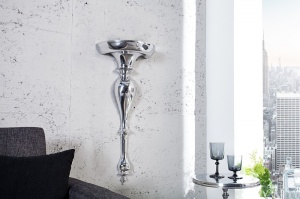 CONSOLA DE PERETE, SCALA 80CM, COD 35729, ARGINTIE, STIL CLASIC BAROC - Img 1