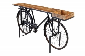 CONSOLA DEOSEBITA, BICYCLE 195CM, DIN LEMN MASIV SI CADRUL DIN METAL