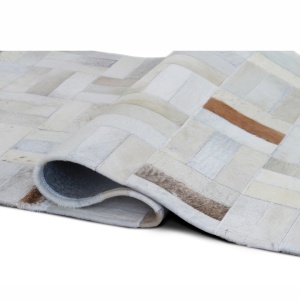 Covor de lux din piele, alb/gri/maro, patchwork, 120x180, PIELE DE VITĂ TIP 1, 0000188798 - Img 3
