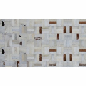 Covor de lux din piele, alb/gri/maro, patchwork, 120x180, PIELE DE VITĂ TIP 1, 0000188798 - Img 5