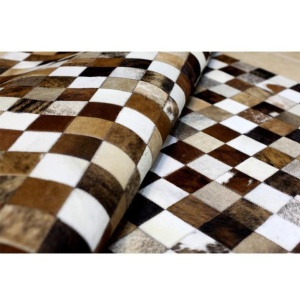 Covor de lux din piele, maro/negru/alb, patchwork, 200x304, PIELE DE VITĂ TIP 3, 0000188842 - Img 2