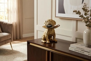 DECORATIUNE, BULLDOG 32CM, REALIZAT DIN POLIRASINA, CULOARE AURIE, REALIZAT MANUAL, ARTIM GROUP SELECTION