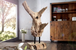 DECORATIUNE, FLAME 30/40CM, DIN LEMN MASIV DE TEC, STIL RUSTIC - Img 3