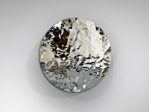 DECORATIUNE PERETE, POLYEDRIC 100CM, METAL INOXIDABIL, CROM, DESIGN EXCLUSIV - Img 3
