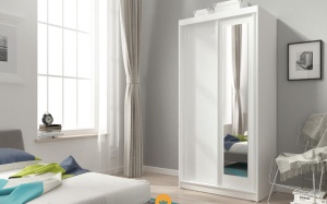 DULAP DORMITOR CU OGLINDA ALASKA 100 ALB DESIGN MODERN PSK