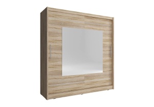 DULAP DORMITOR CU OGLINDA MAJA IX 180 STEJAR SONOMA DESIGN MODERN PSK - Img 1