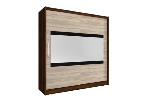 DULAP DORMITOR MAJA IV 180 STEJAR SONOMA + CIOCOLATIU DESIGN MODERN PSK - Img 1