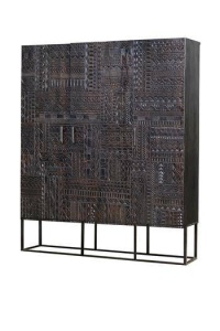 DULAP HIEROGLYPH 135CM, MARO/NEGRU, DIN LEMN DE MANGO SI METAL, GINER Y COLOMER - Img 4
