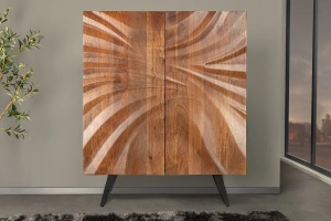 DULAP LIVING 120CM, HURRICANE, NATUR/MARO, DIN LEMN MASIV DE SALCAM, DESIGN 3D SI CADRUL DIN METAL