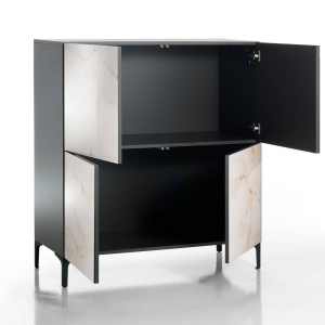 DULAP LIVING 125CM, KIM ALABASTRO, DIN PANOURI MELAMINATE, DESIGN MODERN - Img 2