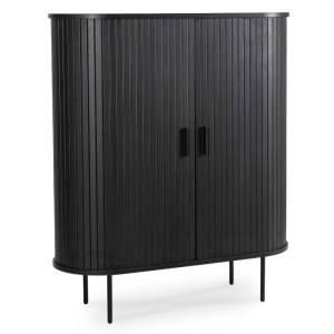 DULAP LIVING, ARTIM MEBLE,100CM, CU 2 USI GLISANTE, REALIZAT DIN MDF SI METAL, CULOARE NEAGRA, STIL MODERN