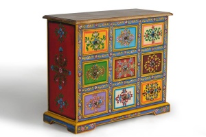 DULAP LIVING BERRY 70CM, MULTICOLOR, LEMN DE MANGO SI MDF, GINER Y COLOMER - Img 2