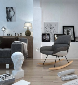 FOTOLIU BALANSOAR NINO, GRI DESCHIS/ALB, TAPITERIE DIN TEXTIL, STIL MODERN B2