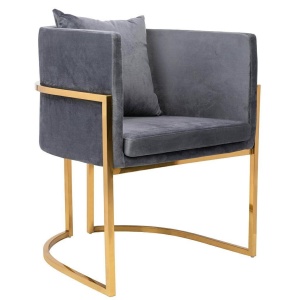 FOTOLIU CONFORTABIL CHLOE, GRI INCHIS/AURIU, DIN CATIFEA SI METAL, STIL MODERN B2