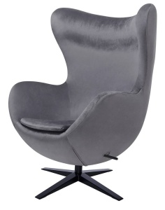 FOTOLIU CONFORTABIL EGG SZEROKI VELVET, GRI INCHIS 40/NEGRU, DIN CATIFEA SI METAL, STIL MODERN B2