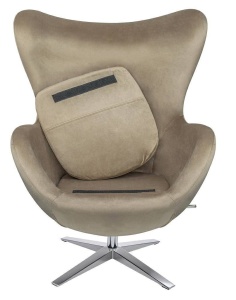 FOTOLIU CONFORTABIL EGG SZEROKI VELVET, KHAKI/CROM, DIN CATIFEA SI METAL, STIL MODERN - Img 6