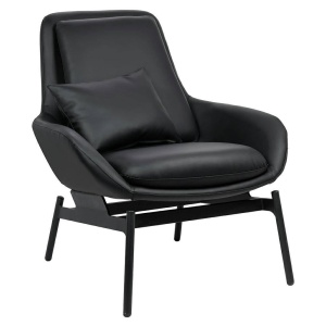 FOTOLIU CONFORTABIL LAZY, NEGRU, DIN PIELE ECOLOGICA SI METAL, STIL MODERN - Img 2