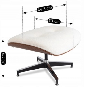 FOTOLIU CU TABURET LOUNGE, ARTIM, ALB BOUCLE, MATERIAL LEMNOS SI TEXTIL, STIL MODERN - Img 10