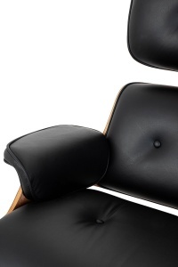 FOTOLIU DE RELAXARE DE LUX, ARTIM LOUNGE HM XL, REALIZAT PIELE NATURALA ITALIANA SI LEMN, CULOARE NEGRU/NUC, STIL EAMES - Img 4