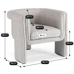 FOTOLIU DEOSEBIT, ARTIM MEBLE, REALIZAT DIN MATERIAL BOUCLE GRI SI METAL, STIL MODERN - Img 6