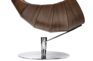 FOTOLIU EXCLUSIVIST CU TABURET, HOMMER, NEGRU/NUC/CROM, PIELE NATURALA SI LEMN DE NUC, STIL MODERN - Img 4