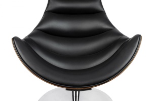 FOTOLIU EXCLUSIVIST CU TABURET, HOMMER, NEGRU/NUC/CROM, PIELE NATURALA SI LEMN DE NUC, STIL MODERN - Img 8