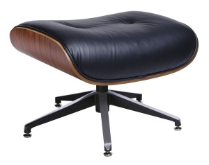 FOTOLIU EXCLUSIVIST CU TABURET, LOUNGE, NEGRU, PIELE NATURALA SI LEMN DE TRANDAFIR, STIL EAMES - Img 6