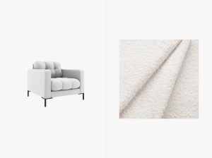 FOTOLIU MAMAIA ALB, CU TAPITERIE DIN TEXTIL BOUCLE BALOO, MICADONI