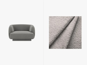 FOTOLIU MILEY, GRI DESCHIS, CU TAPITERIE DIN TEXTIL BOUCLEE BALOO, MICADONI