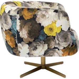 FOTOLIU PIVOTANT, PEONY GALBEN MULTICOLOR/NEGRU, TAPITAT CU TEXTIL BOUCLE, STIL MODERN - Img 2