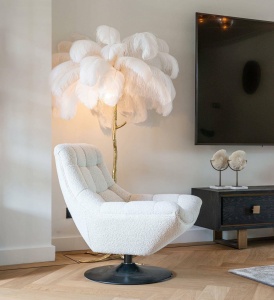 FOTOLIU PIVOTANT RICHELLE, ALB/NEGRU, TAPITERIE BOUCLE SI PICIOR DIN METAL, STIL MODERN, RICHMOND INTERIORS
