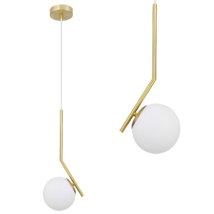 Lampă de tavan suspendata din sticlă aurie alba G106-1W Gold White