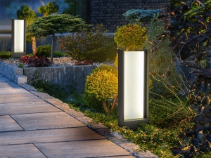 LAMPADAR EXTERIOR MATIA, 50 CM, GRI INCHIS/OPAL, DIN ALUMINIU SI STICLA, STIL MODERN