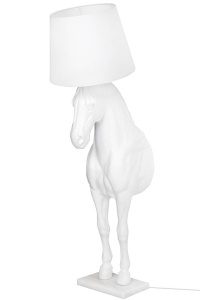 LAMPADAR KON HORSE STAND M, ALB, DIN FIBRA DE STICLA, MARMURA SI TEXTIL, STIL MODERN