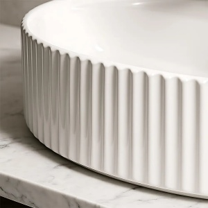 LAVOAR CU STRIATII, MARCELA ALB, CERAMICA CALITATE SUPERIOARA, REA - Img 4
