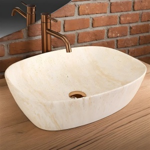 LAVOAR PE BLAT FREJA TRAVERTIN MAT 51CM, DIN CERAMICA, CALITATE SUPERIOARA, REA