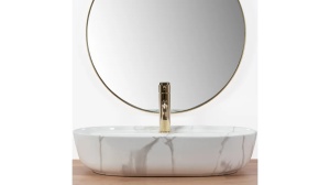 LAVOAR REA AURA, MARMO SHINY, 61 CM, EFECT DE MARMURA ALBA, DIN CERAMICA, CALITATE SUPERIOARA - Img 3