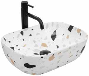 LAVOAR REA BELINDA, 46CM, MONTAJ PE BLAT, DIN CERAMICA, CALITATE SUPERIOARA, REA