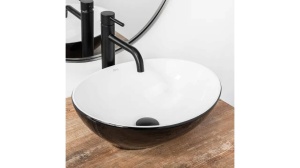 LAVOAR REA SOFIA, ALB/NEGRU, 41 CM, DIN CERAMICA, CALITATE SUPERIOARA