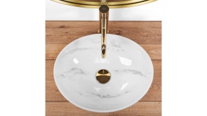 LAVOAR REA SOFIA, NATURE MARBLE, EFECT DE MARMURA ALBA, 41 CM, DIN CERAMICA, CALITATE SUPERIOARA - Img 3