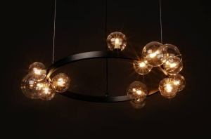 LUSTRA ALURE 85, NEGRU/TRANSPARENT, DIN METAL SI STICLA, STIL MODERN - Img 3