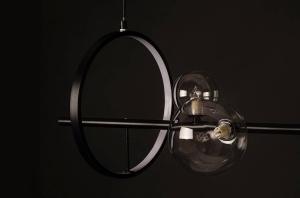 LUSTRA ALURE LINE 120, NEGRU/TRANSPARENT, DIN METAL SI STICLA, STIL MODERN - Img 5