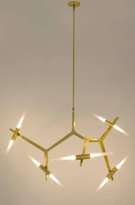 LUSTRA CANDELABR 10, DIN ALUMINIU, AURIE, STIL MODERN - Img 5