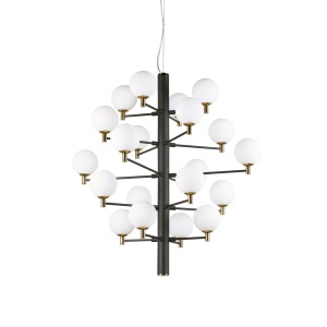 LUSTRA COPERNICO SP20, NEGRU/ALAMA, DIN METAL SI STICLA, STIL MODERN
